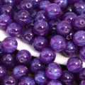 Purple glitter resin round beads for DIY handmade jewelry bracelets necklaces crafting. - Deep purple