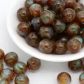 Starry sky mermaid glitter resin round beads acrylic loose beads for DIY jewelry making. - Dark Brown
