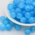 Blue glitter resin round beads for DIY handmade jewelry necklace bracelet making accessories - Sky Blue
