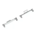 Detailed close-up shot of silver metal watch strap connector adapters, smooth polished finish. - 22mm / Silver