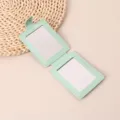 Espejo de bolsillo plegable de cuero PU verde menta, mini espejo de maquillaje portátil viaje. - Rectángulo / Verde