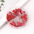 Multifunctional clear storage box set with red binder clips, paper clips, and push pins. - Bright Red Clip Set