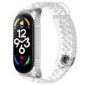 Transparent silicone replacement strap and tracker detail view for smart wrist band. - Universal for Xiaomi Band 3/4/5/6 / Clear