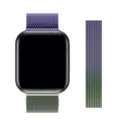 Gradient metal Milanese loop watch strap detail texture, magnetic replacement band. - Gradient Green Purple Milanese
