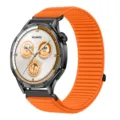Smartwatch with bright orange braided nylon strap and black case, showing fitness data. - 20mm / Orange