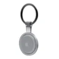 Transparent protective case for Apple AirTag with metal keyring clear cover holder skin protector - Transparent Black