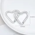 Silver heart-shaped alloy carabiner keychain clips, perfect for DIY crafts and accessories. - Large Silver Hearts