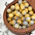 Perline in resina sfumata spazzolata bicolore perline sciolte per braccialetto DIY accessori - 8mm / Blu e Giallo