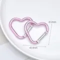 Pink heart-shaped metal carabiner keychain, cute alloy snap hook for DIY jewelry crafts. - Large Pink Heart