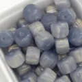 Detail shot of grey blue resin chunky barrel beads, smooth marbled loose beading supplies. - 8x10mm/Hole Size Approx. 1.6mm / Gilded Grey Blue