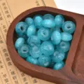 Blue glitter resin beads large hole abacus wheel rondelle beads for DIY craft jewelry making. - Cyan Blue