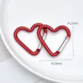 Red heart shaped aluminum carabiner keychain clip spring snap hook jewelry DIY accessory - Large Red Heart