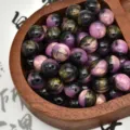 Two-color swirled resin beads for DIY bracelets, necklaces, and handmade jewelry accessories. - Black Purple