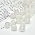 Perline in resina opale trasparente con glitter scintillanti per braccialetti e gioielli fai da te. - 10 mm / Foro circa 1,8 mm / Bianco