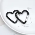 Heart-shaped alloy carabiner clip black metal key ring backpack hook DIY jewelry accessory - Large Size - Black Heart