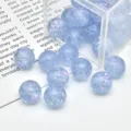 Light blue holographic glitter opal resin round beads for DIY jewelry making and phone charms. - Sky Blue