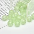 Transparent green opal resin round beads with glitter flakes for DIY jewelry making detail. - Light Green