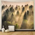 Close-up detail of the forest tapestry scene, showing premium fabric texture and wall decor. - Forest Landscape (GT260006) / 73*95CM (Cross-border Brushed)