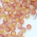 Rissglas Perlen rosa gelb Kristall Rundperlen DIY Armband Halskette Schmuckherstellung Zubehör - 10 mm / Loch ca. 2,0 mm, 50 Stk. / Rosa/Gelb
