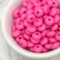Bright pink wheel beads loose spacer beads for DIY bracelets necklaces jewelry making accessories. - Deep Pink