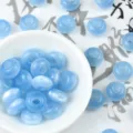 Blue cat eye large hole abacus resin beads for DIY bracelets phone charms hair accessories - Sky Blue