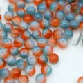 Gros plan perles de verre craquelé bleu orange, perles en cristal rondes pour bijoux DIY. - 10 mm / Trou env. 2,0 mm, 50 pcs / Bleu gris