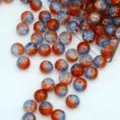 Geknackte Glasperlen, blaue und orangefarbene runde Perlen fur DIY Schmuck Armband Basteln. - 10 mm / Loch ca. 2,0 mm, 50 Stk. / Orange & Blau