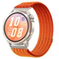 Detailed close-up of vibrant orange woven nylon watch loop band with breathable textured fabric. - 18mm / 01# Danxia Orange