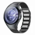 Roestvrijstalen magnetische mesh horlogeband ontworpen voor Huawei horloge met vaste fit. - Specifieke drukconnector voor Huawei Watch 5 / Zwart