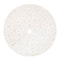 White Christmas tree skirt with gold glitter snowflakes, perfect holiday party decoration. - Gold Sequin Snowflake White Tree Skirt 78cm