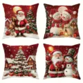 Weihnachten kissenbezüge set weihnsmann schneemann dekokissen für sofa schlafzimmer - 45x45 (Kurzer Plüsch) / Stil 1