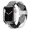 Bracelet de montre boucle en nylon tisse noir et blanc compatible montre connectee boucle metal. - N° 9 motif en Z noir et blanc