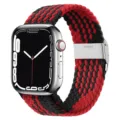 Bracelet montre nylon tressé avec boucle métal, sangle rouge et noire pour montre connectée. - N° 11 motif en Z noir et rouge