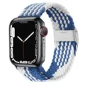 Bracelet de montre en nylon tressé de rechange compatible avec Apple Watch, confortable. - 8# Motif en Z bleu et blanc