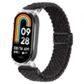 Bracelet magnétique en nylon tressé et coque de protection transparente en détail - Universel pour Xiaomi Band 3/4/5/6 / Noir Starlight - Coque Transparente