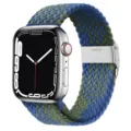 Bracelet de montre en nylon tressé avec boucle en acier inoxydable pour montre Apple. - 10# Motif en Z bleu et vert