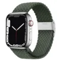 Braided solo loop nylon watch strap with metal buckle replacement for smart watch band. - 38/40/41mm / 16# Olive Green