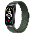 Cinturino magnetico in nylon intrecciato di ricambio per fitness tracker, comodo e resistente. - Xiaomi Mi Band 3/4 / Verde oliva - Custodia nera