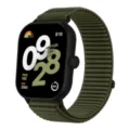 Detailed view of the woven nylon watch strap and smartwatch showcase green alpine loop band. - Suitable for Xiaomi Mi Band 8/9 Pro, Redmi Watch 4/5 / 04# Spruce Green