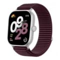 Replacement woven nylon loop band for smartwatch, breathable sport strap with secure metal buckle. - Suitable for Xiaomi Mi Band 8/9 Pro, Redmi Watch 4/5 / 06# Plum Color