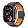 Titan magnetisches Armband Ersatzarmband fuer Smartwatch Apple Watch Ultra 3 2 schwarz orange - 42-49mm / Schwarz-orange