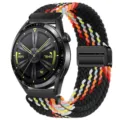 Nylon gevlochten vervangend horlogebandje met magnetische gesp voor smartwatch, kleurrijk. - Zwarte regenboog