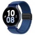 Blauwe nylon gevlochten smartwatch vervangende band met magnetische gesp, compatibel met modellen. - 20mm / [Koud oceaanblauw]