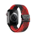 Nylon Braided Watch Band Red Black Parachute Buckle Compatible with Apple Watch Strap - 42/44/45/46/49 mm / Parachute Buckle - [Z-Pattern Black & Red]