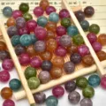 Perle sfuse rotonde in agata di cristallo di pietra naturale colorata per braccialetto fai da te - 10mm / Tormalina Colorata