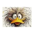 Close-up detail of the funny cartoon duck illustration printed on linen placemat surface. - Duck / 30x45cm