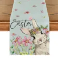 Runner da tavola con coniglietto di pasqua stampa in lino decorazione floreale festa - 33*183cm / modello 3