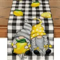 Black and white buffalo plaid table runner with yellow lemons and cute gnomes design. - Style 8 Placemat / 30*45cm