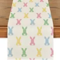 Easter bunny table runner linen colorful cartoon rabbit home indoor dining table decor cloth - Style 11 Table Runner