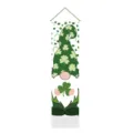 St. Patrick's Day gnome hanging tapestry, green clover holiday party decoration banner. - Green White Striped Horseshoe Gnome / 32.5x130cm
